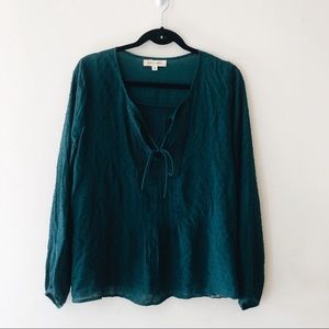 EMERALD FLOWY PEASANT TOP BOHO HIPPIE